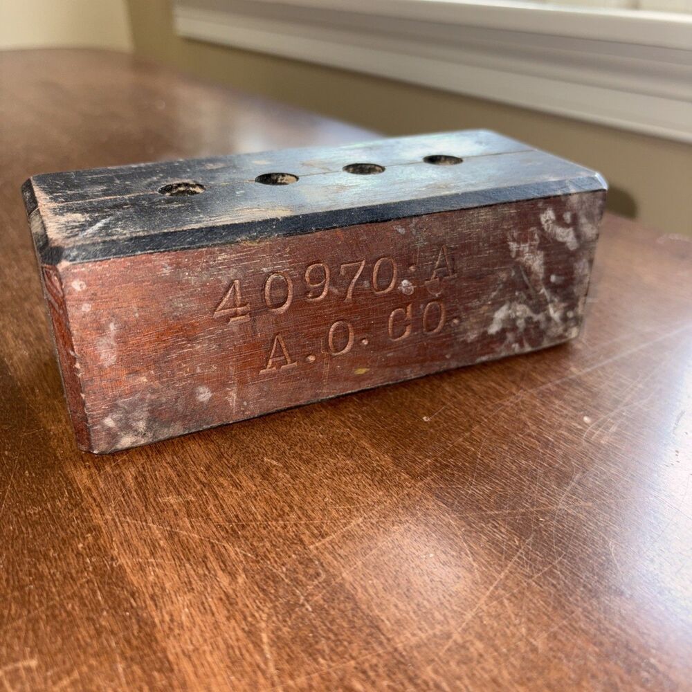 Antique American Optical Co. Machinist Wood Tool Holder Block – A.O. co.